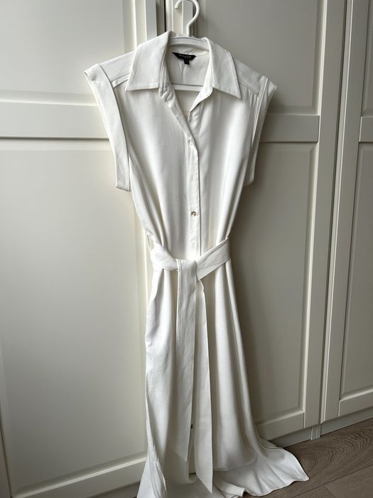 Sukienka letnia Massimo Dutti z paskiem – r. 38, wiskoza, len, bawełna