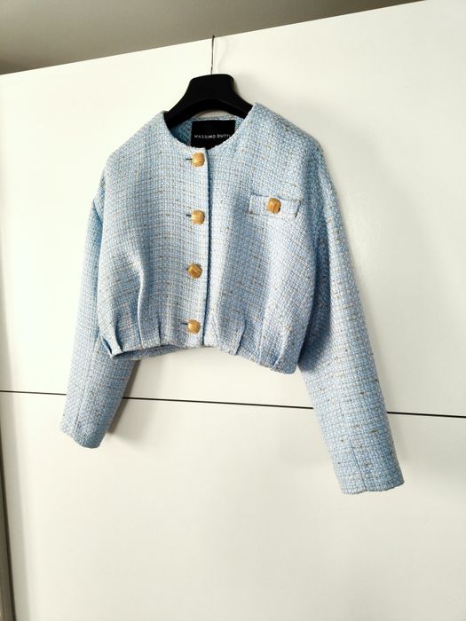 Marynarka Massimo dutti Studio 38 M błękitna niebieska tweedowa