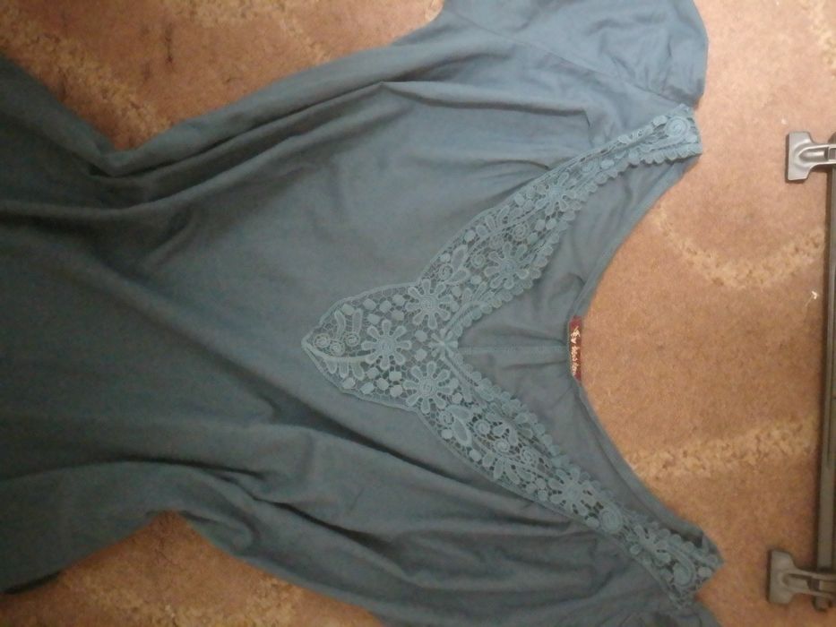 Túnica vestido em tecido verde turquesa