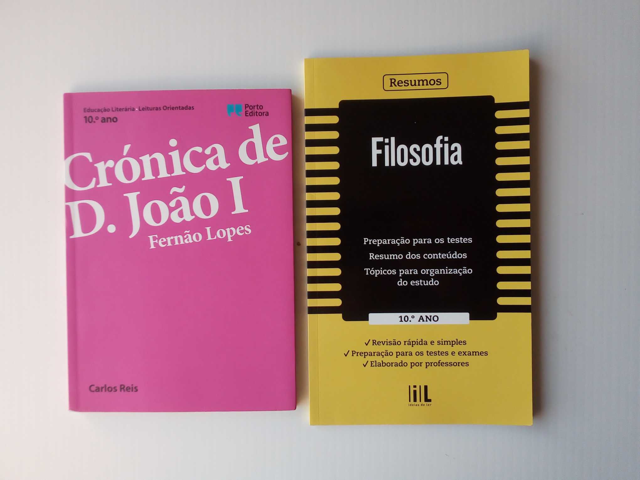 Livros de apoio escolar, "Crónica de D. João I" e "Filosofia", 10º ano