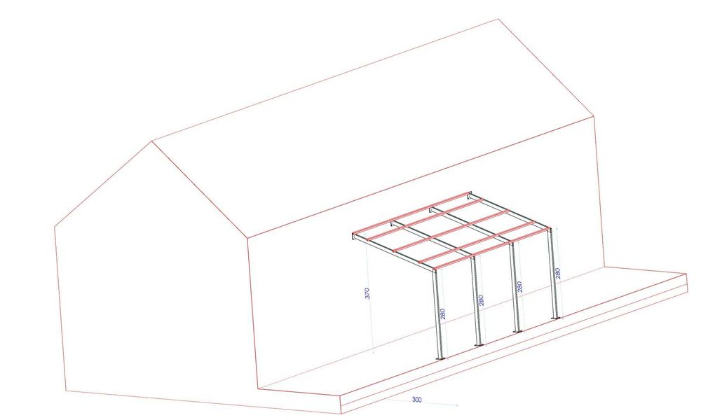 Konstrukcja zadaszenie tarasu 3x6m