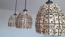 Potrójna lampa  drewniana loft industrial artdeco