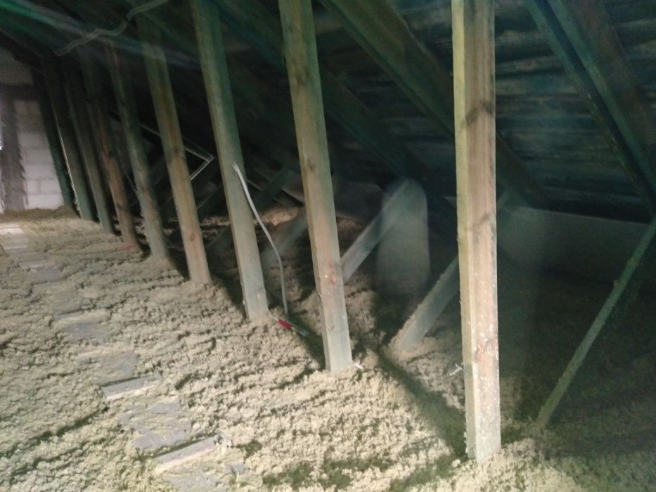 Ocieplenia celulozą, wełną lub pianą pur.