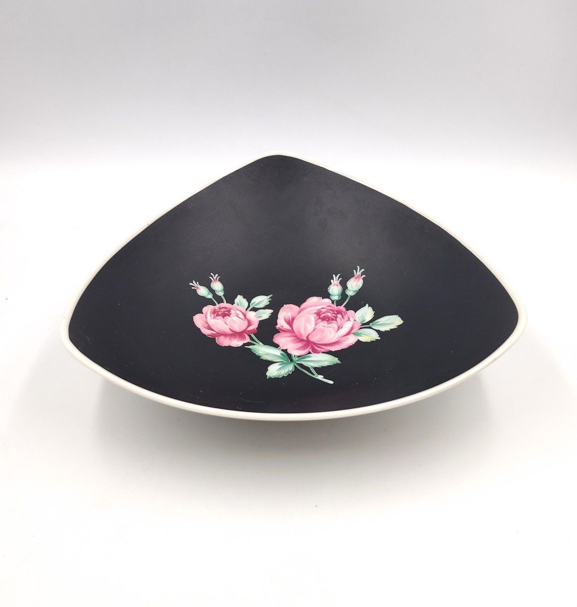 Misa porcelana czarna róża kwiaty retro design antyk vintage bukiet