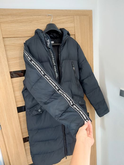 Długi pikowany ocieplany plaszcz zimowy kurtka maxi L Reserved