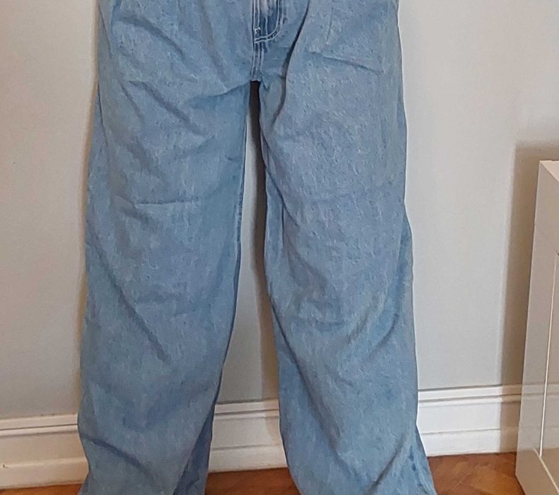 Calças Ganga Oversize Largas Azul-Claro