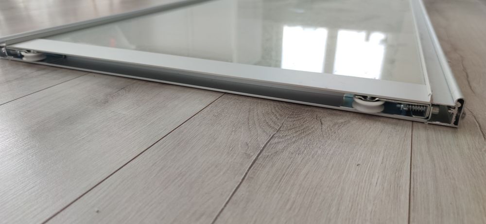 2 szt. Drzwi Drzwiczki szklane, kółka ,przesuwne ,aluminiowe , szkło