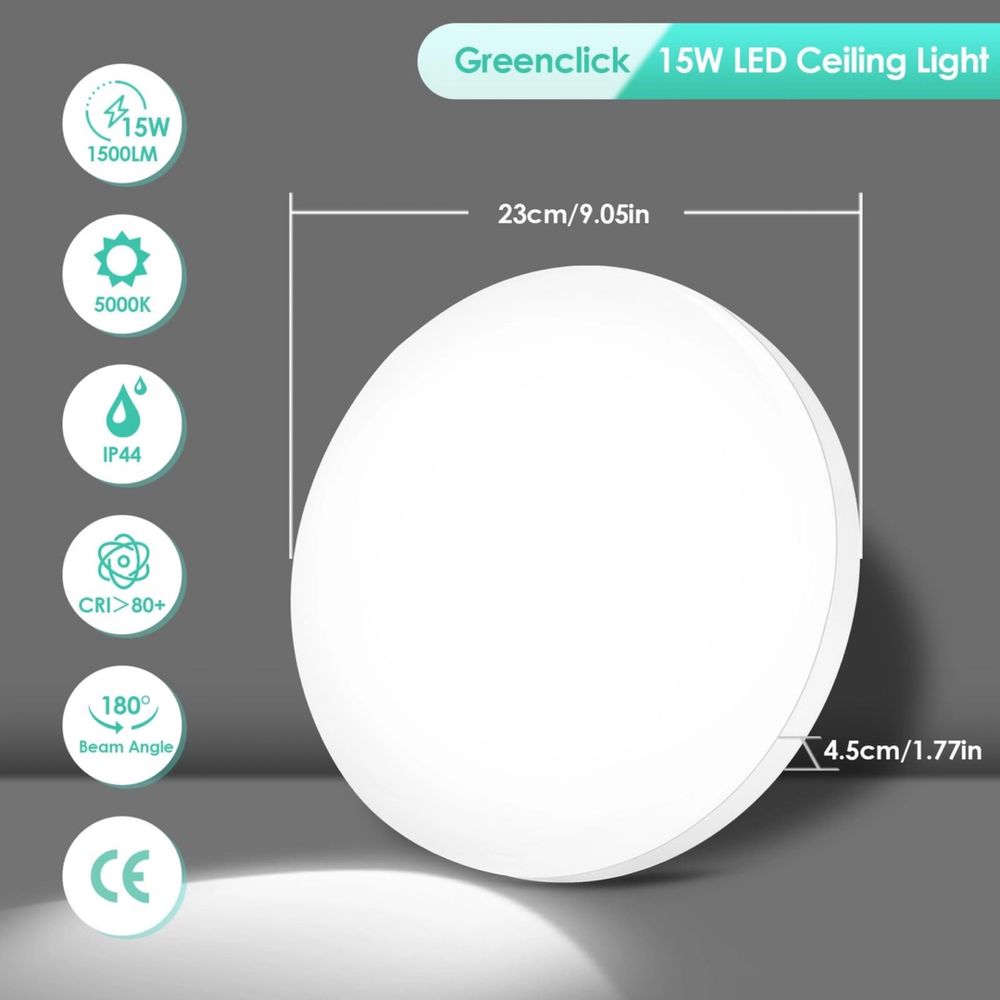 Greenclick 15W lampa sufitowa płaska okrągła