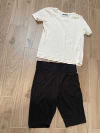Zestaw: krótkie czarne spodnie + biała bluzka z krótkim rękawem