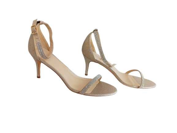 Босоніжки нарядні золоті стрази, устілка 27 см.