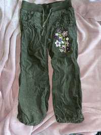 Spodnie sztruksowe dziewczęce H&M 110 z wyszywanym wzorem