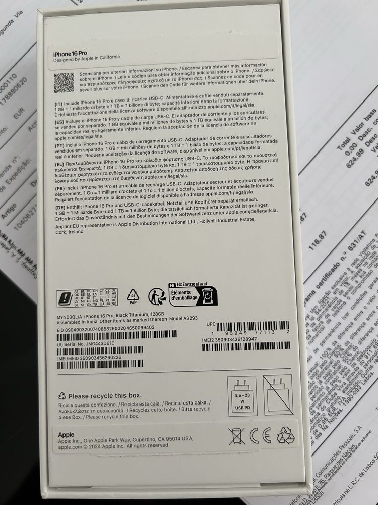 Iphone 16 PRO c/ fatura e garantia 3 anos