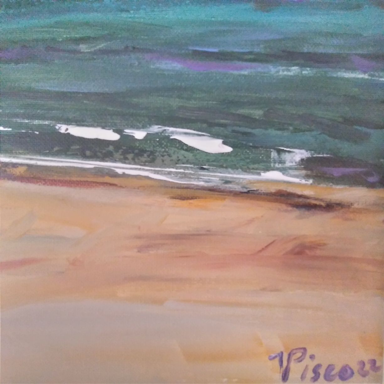 Acrílico sobre tela, praia do malhão, 30x50 cm, 2022