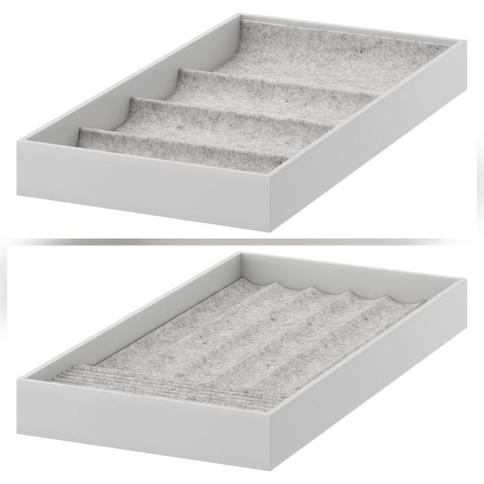 Wkład z 4 przegródkami oraz na biżuterię, jasnoszare, 25x53x5cm do PAX