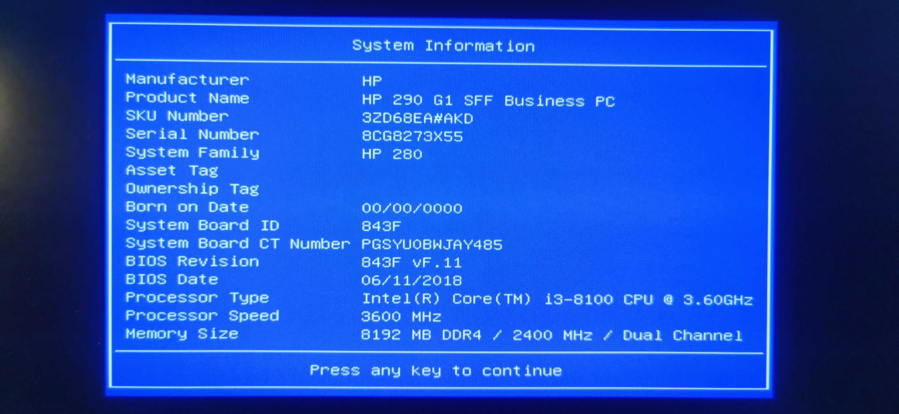 HP 290 G1 SFF PC i3-8100/8GB/256SSD/W10 Pro #1