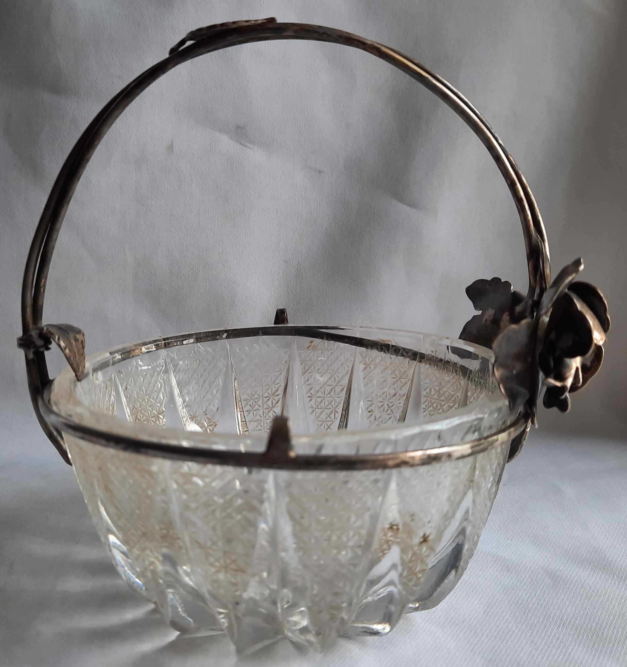 Cukiernica z Różą Plater Szkło Vintage Prl