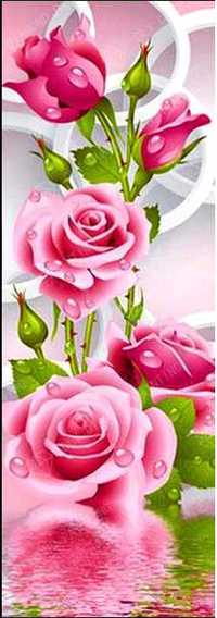 Алмазная вышивка " Розовые розы над водой"