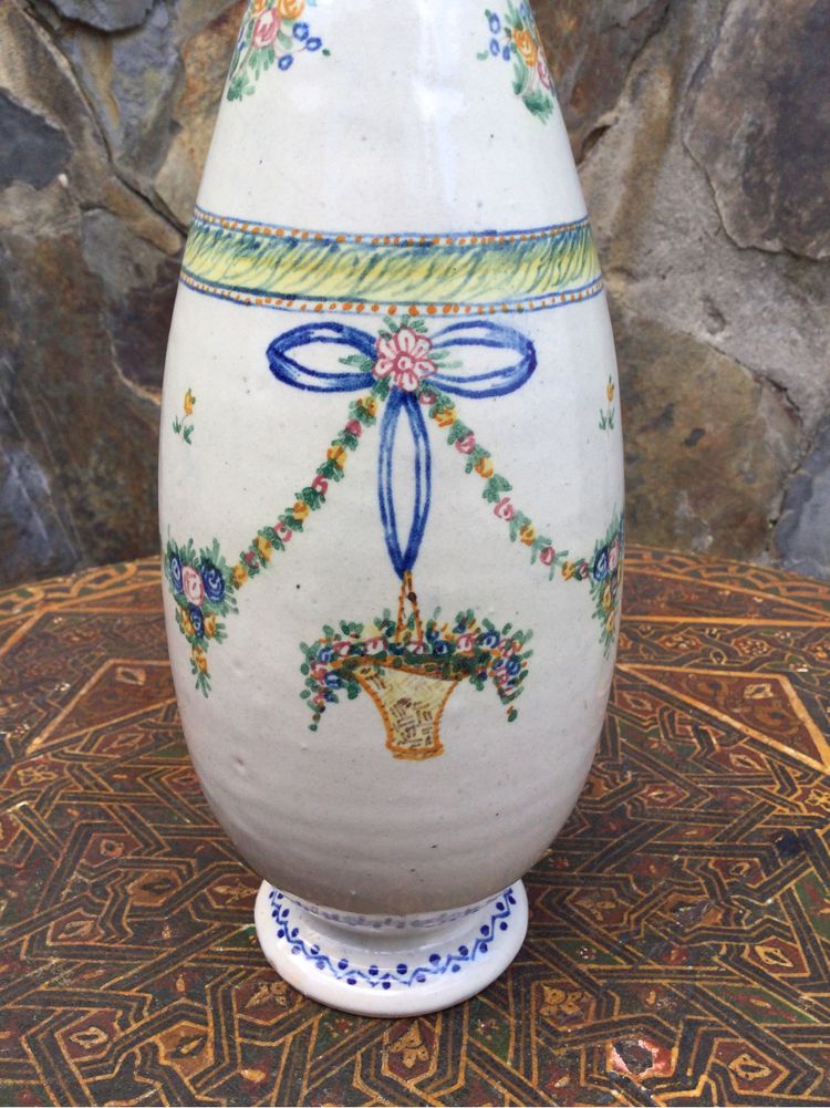 Jarra Faiança Viana Séc XIX Pintada à mão 31 cm Assinada