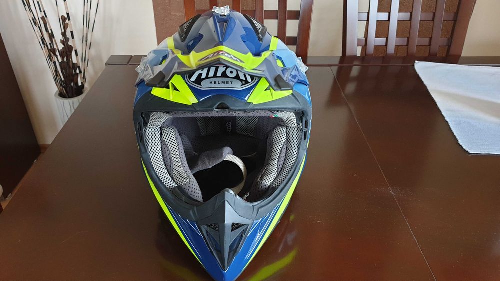 Kask AIROH Aviator 2.1 Husqvarna idealny + interkom roz. L