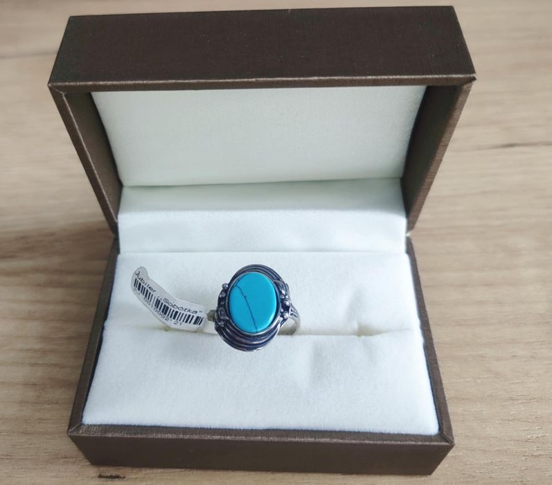 Nowy srebrny pierścionek Turkus rozmiar 15