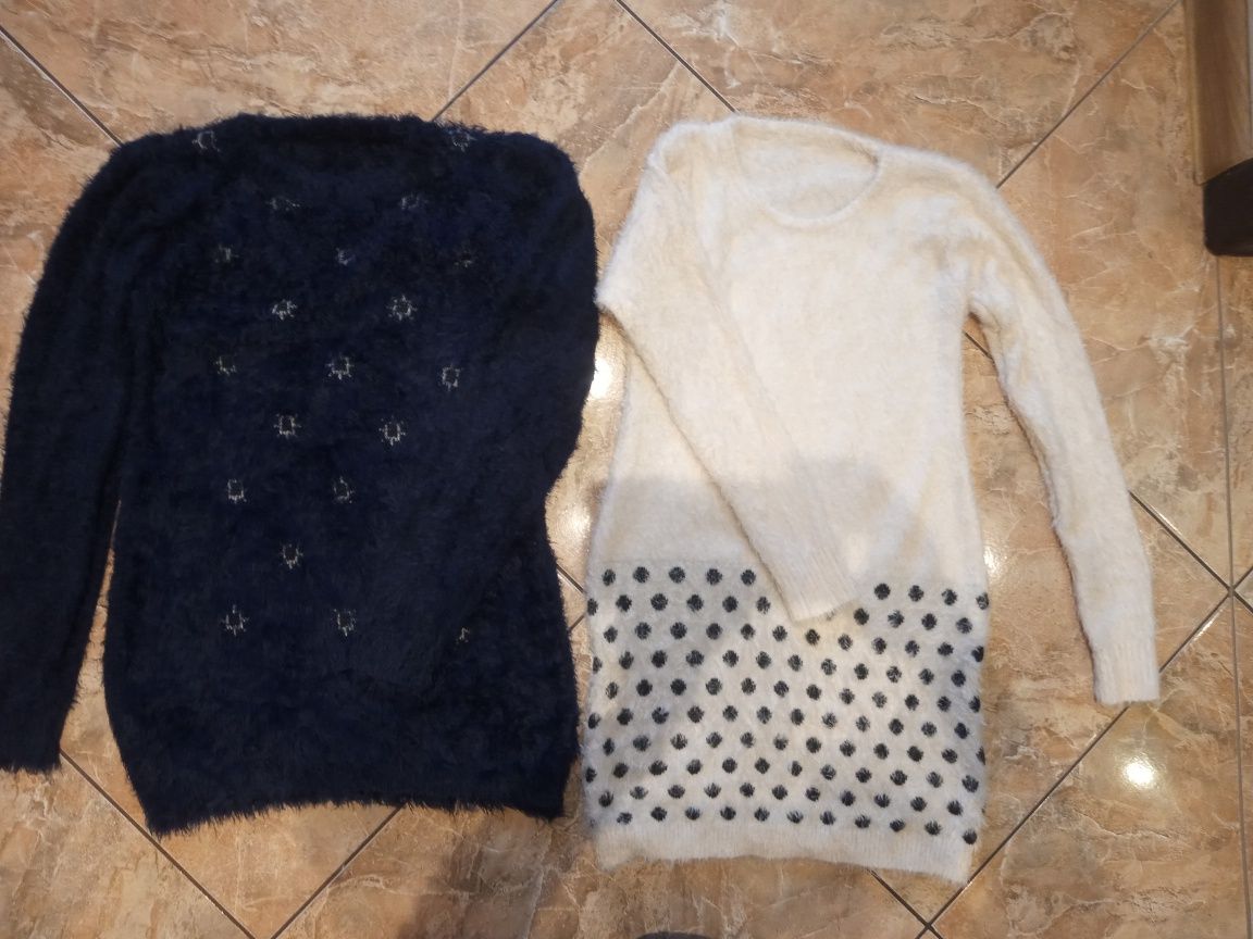 Sweter włochacz XS/S dlugi granat