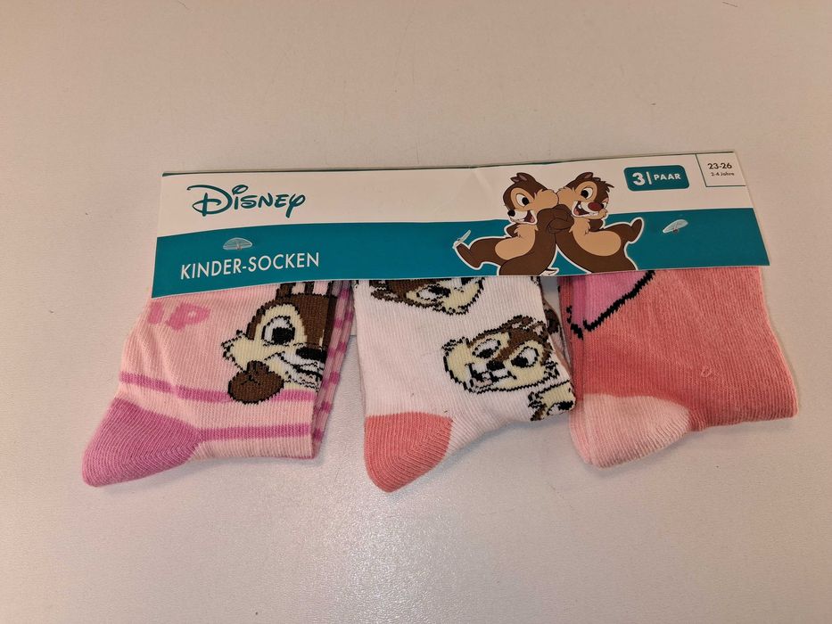 A045 Disney Chip Dale Zestaw 3 Par Skarpety DziecięceRozmiar 23-26