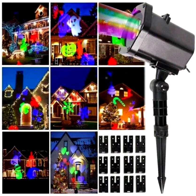 Projektor Laserowy Led RGB 12w1 Świąteczny Ogrodowy Dom Lampki Choinka