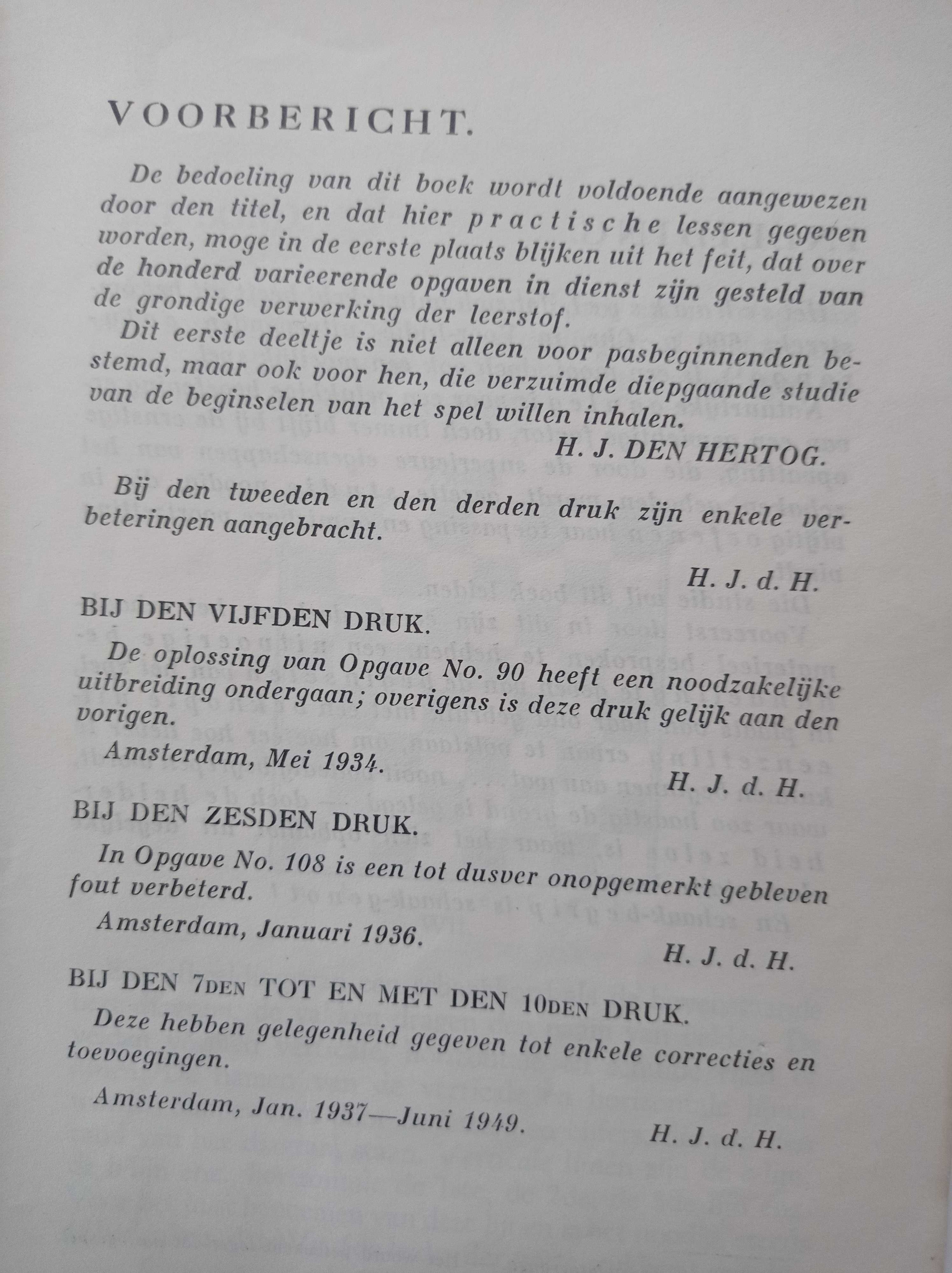 Szachy - Practische Schaaklessen - Den Hertog -1949 rok.
