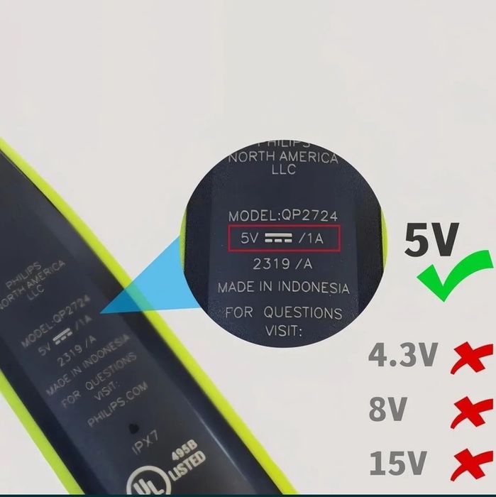 Зарядний кабель  Oneblade USB бритви, One Blade, адаптер Philips