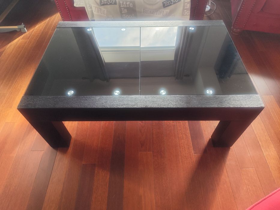 Stolik kawowy rozkładany czarny ze szkłem