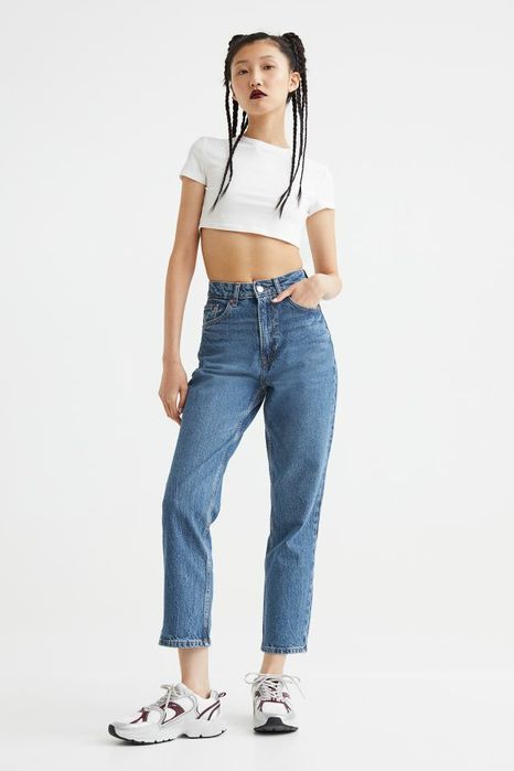 Jeansy H&M 44 denim wysoki stan