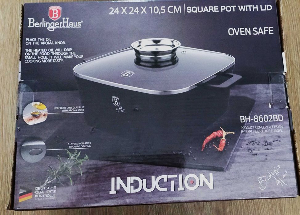 Brytfanna z pokrywką i aromatyzerem 24 x 24 x 10,5 cm Berlinger Haus.