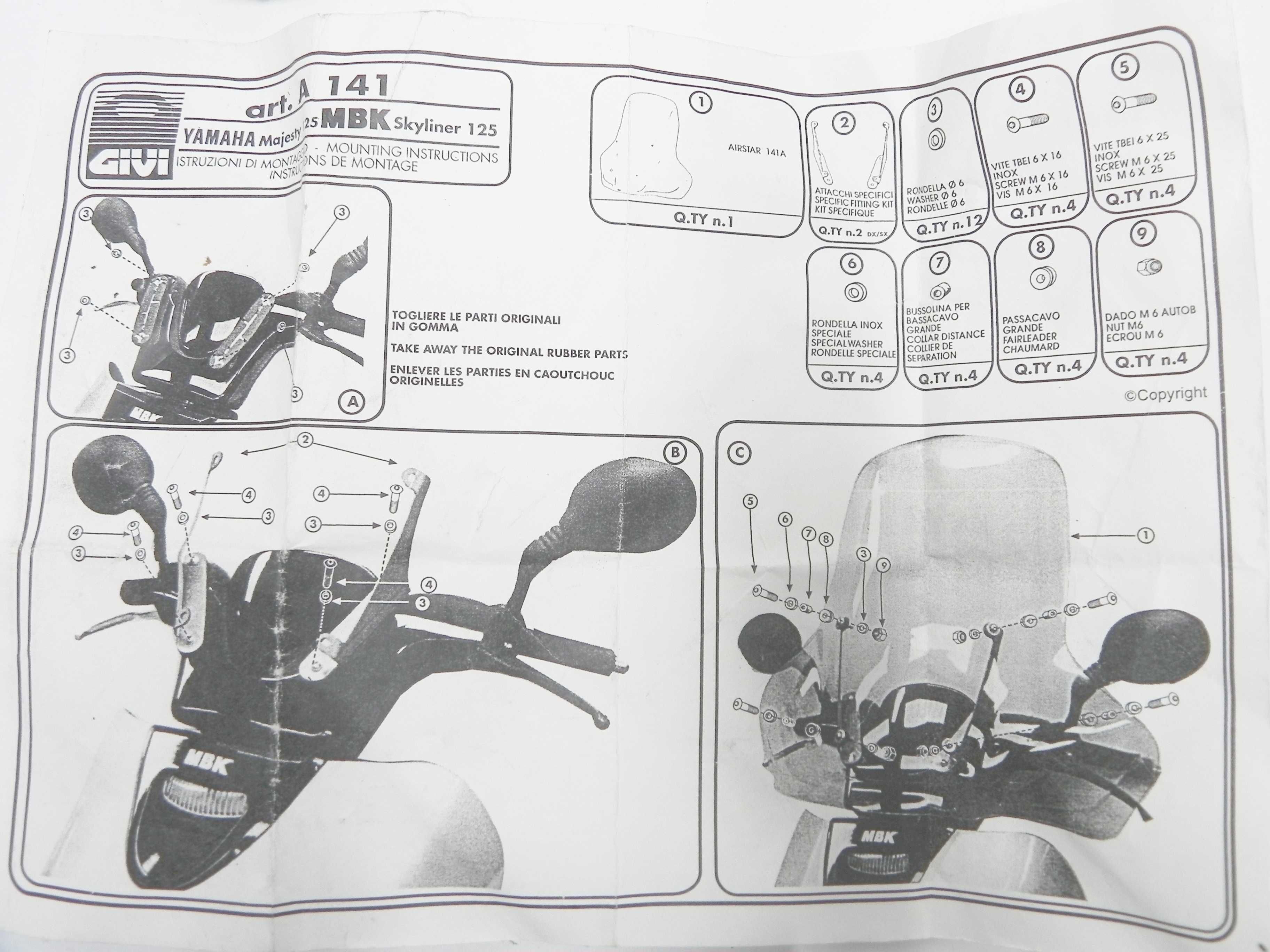 GIVI A141A uchwyt stelaż szyby Yamaha Majesty 125