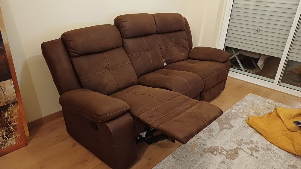 Sofá relaxamento 3 lugares 2 Chaise longue reclináveis