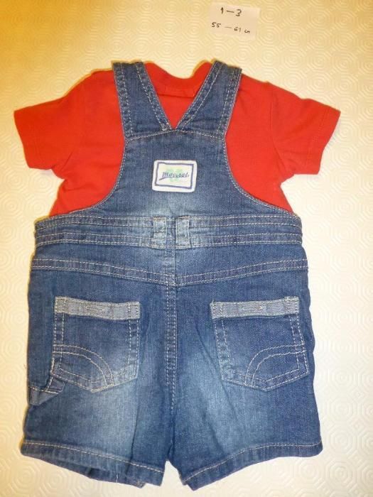 Conjunto Mayoral - Polo vermelho + Jardineira (2-4M)