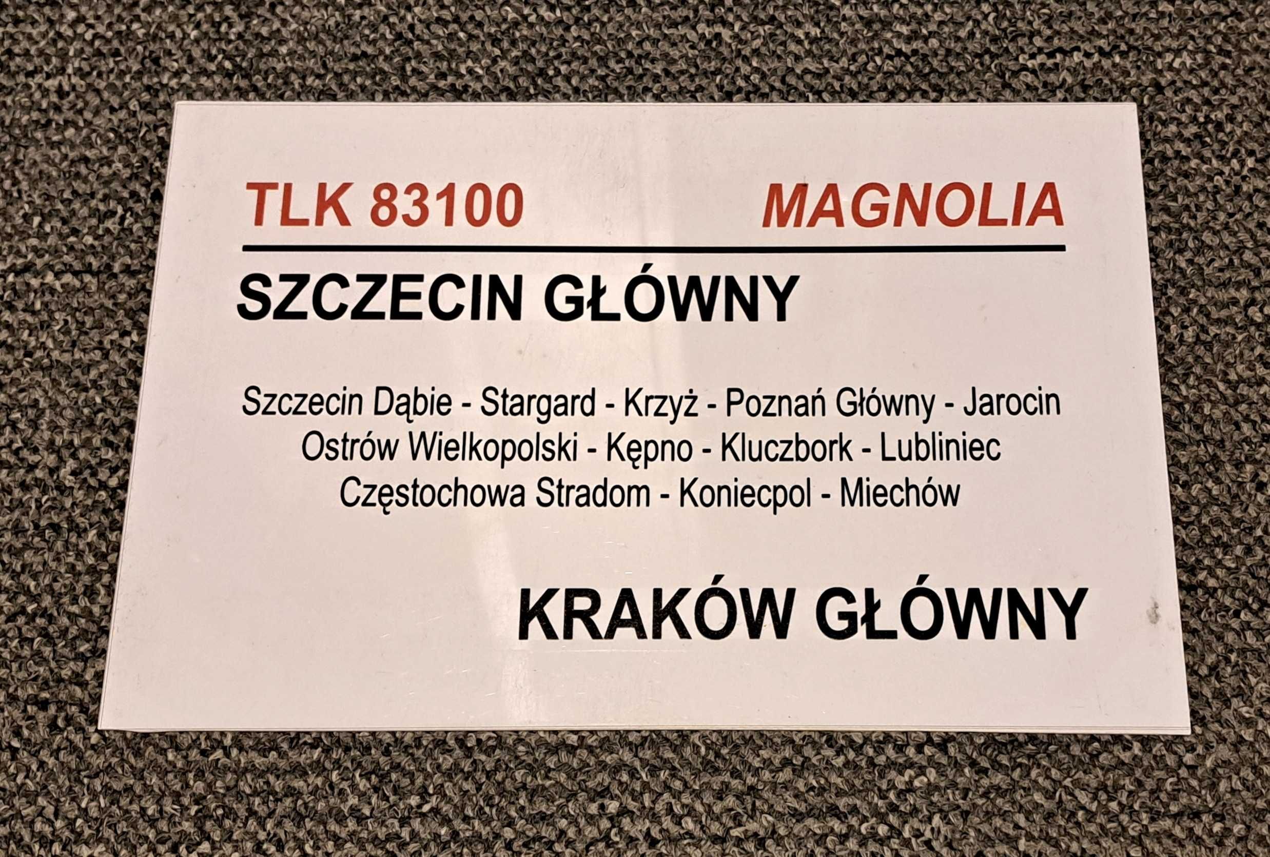 TLK Magnolia - Stara Tablica Relacyjna PKP InterCity