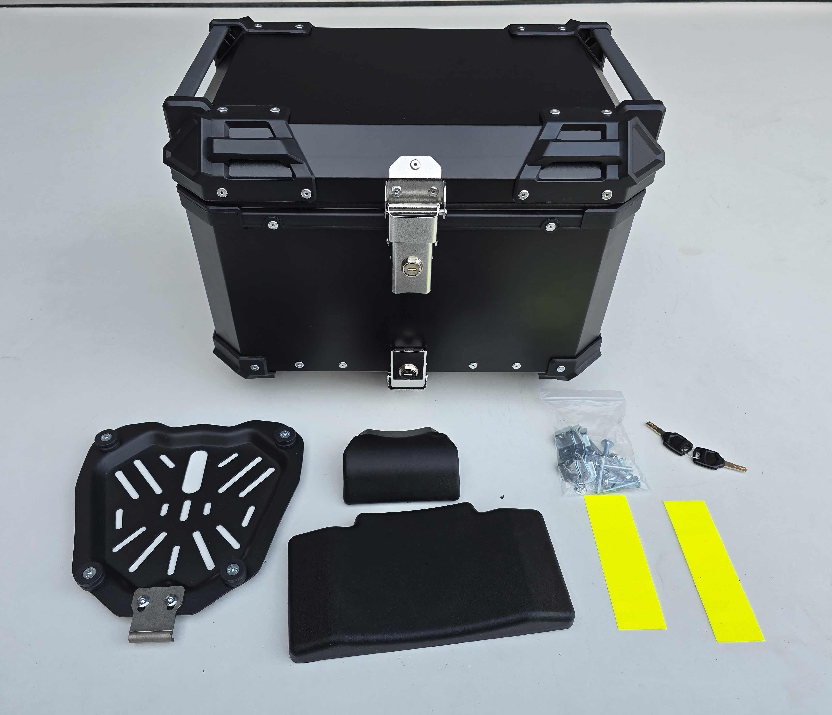 KUFER CENTRALNY Motocyklowy ALUMINIOWY Czarny  50L +Płyta +Oparcie
