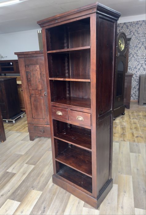 Regał z drewna, biblioteczka kolonialna, rustykalna, vintage
