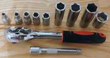 Grzechotka 1/4" Nasadki honiton przedłużka