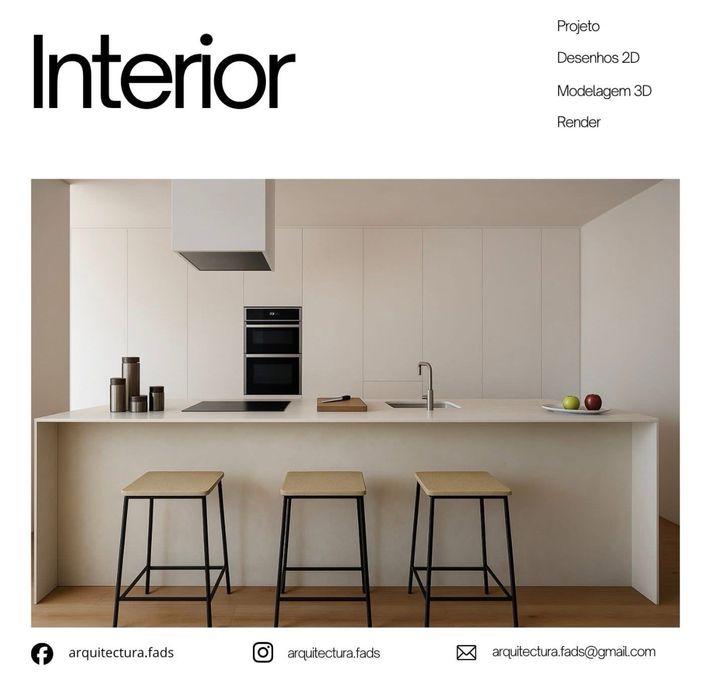 Imagem 3D render realista. Visualização arquitetónica