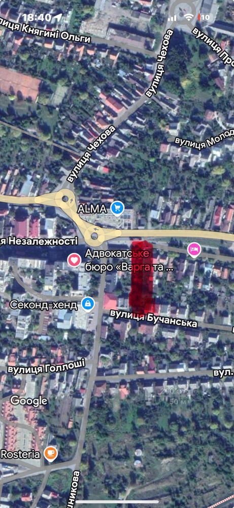 Продаються земельні ділянки в центрі м. Тячів (навпроти Alma)