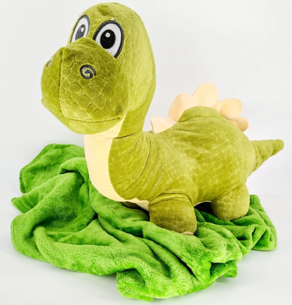 Pluszak Dinozaur zielony nowy maskotka z kocykiem zabawki