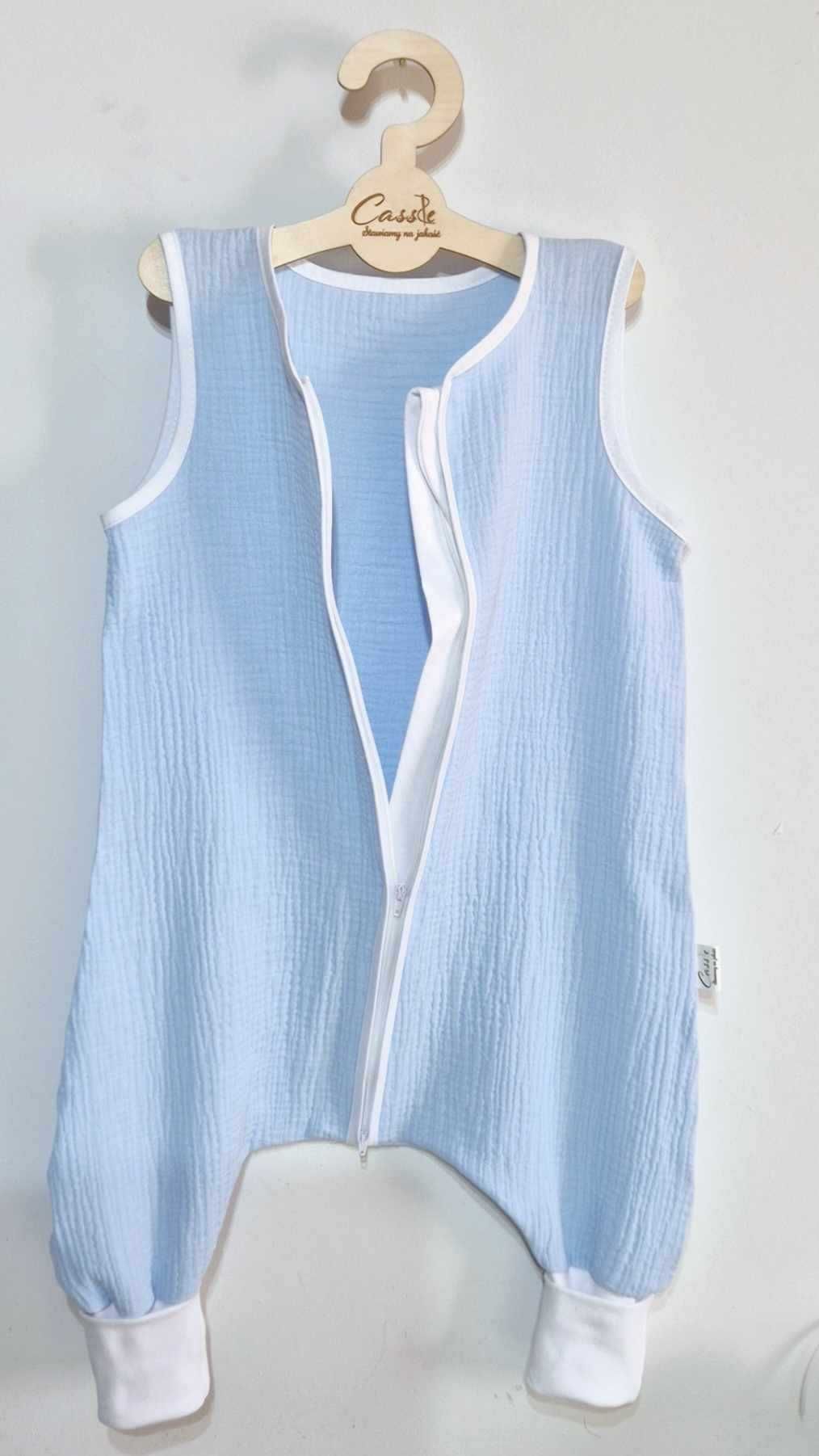 MUŚLINOWY Śpiworek z nogawkami SK  skarpety 0,5 tog r 80-86 Baby blue
