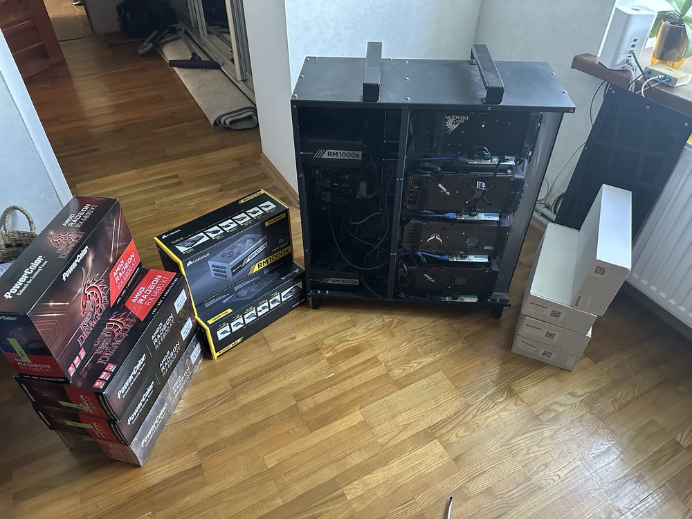Майнінг ферма на 8 відеокарт RX6800XT/RX6900XT 16 GB Power Color/ASUS