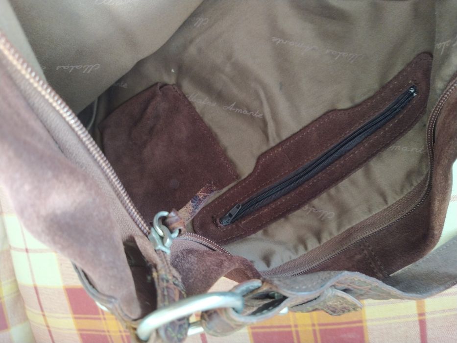 Mala castanha em pele, estilo boho