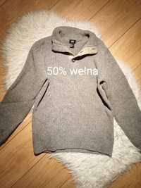 Sweter wełniany z kołnierzykiem 50% wełna H&M S