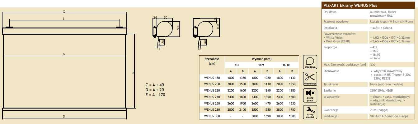 Ekran WENUS PLUS Cine 260 White Vision 260x163 cm 16:10