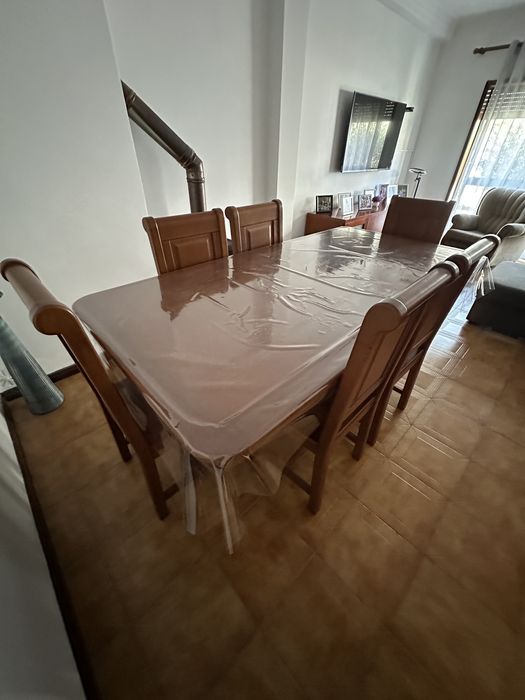 Mesa jantar 6 cadeiras madeira macica