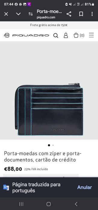 Porta cartões e moedas Piquadro.