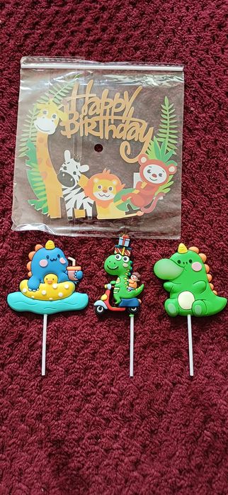 Ozdoby na tort dinozaury topper urodzinowy dla dzieci